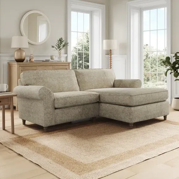 Corner Chaise Sofa with Curved Arms - Mushroom image
