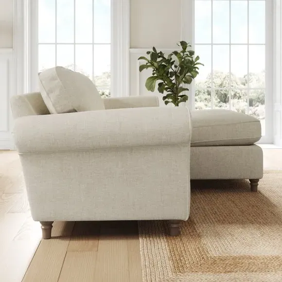 Corner Chaise Sofa with Curved Arms - Natural, Chenille