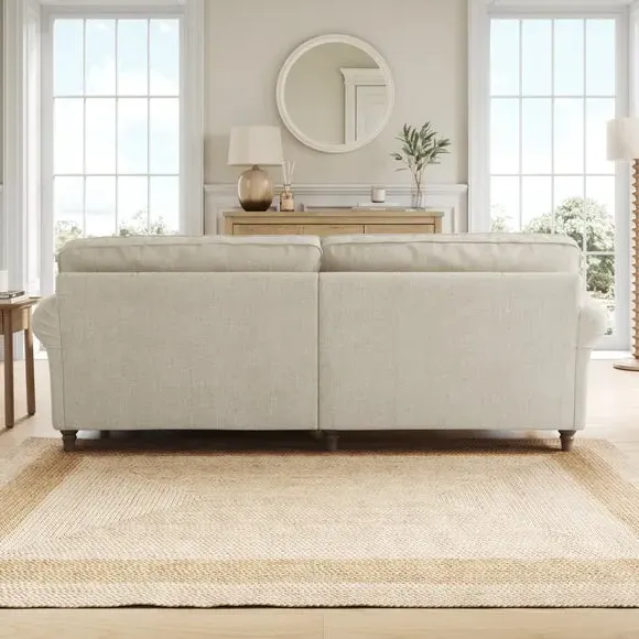 Corner Chaise Sofa with Curved Arms - Natural, Chenille