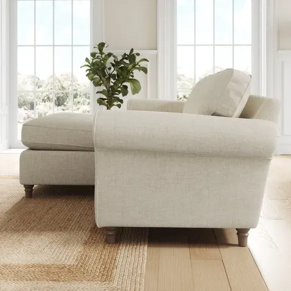 Corner Chaise Sofa with Curved Arms - Natural, Chenille