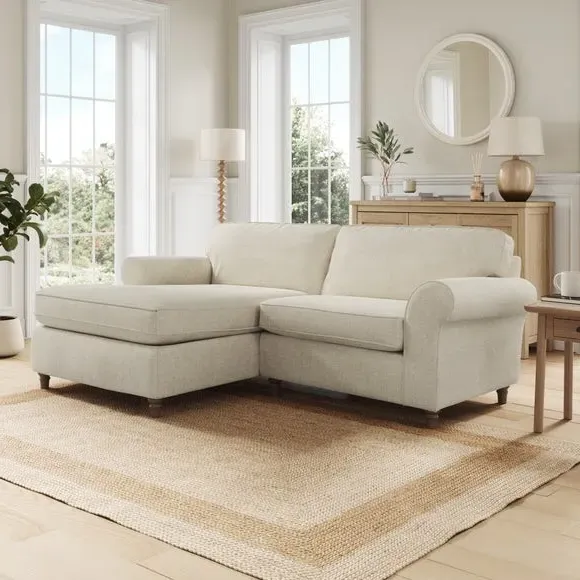 Corner Chaise Sofa with Curved Arms - Natural, Chenille