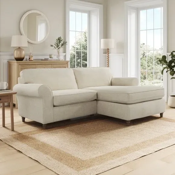 Corner Chaise Sofa with Curved Arms - Natural, Chenille