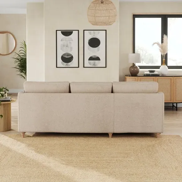 Corner Chaise Sofa with Curved Arms - Natural, Fabric
