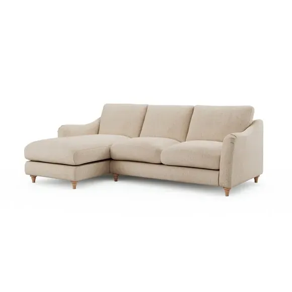 Corner Chaise Sofa with Curved Arms - Natural, Fabric