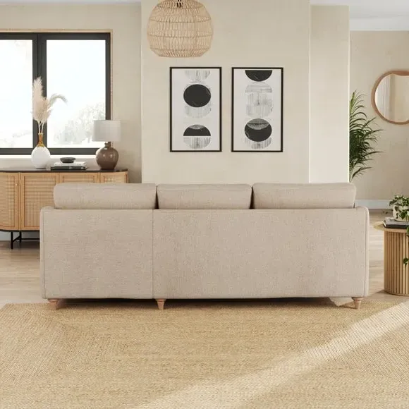 Corner Chaise Sofa with Curved Arms - Natural, Fabric