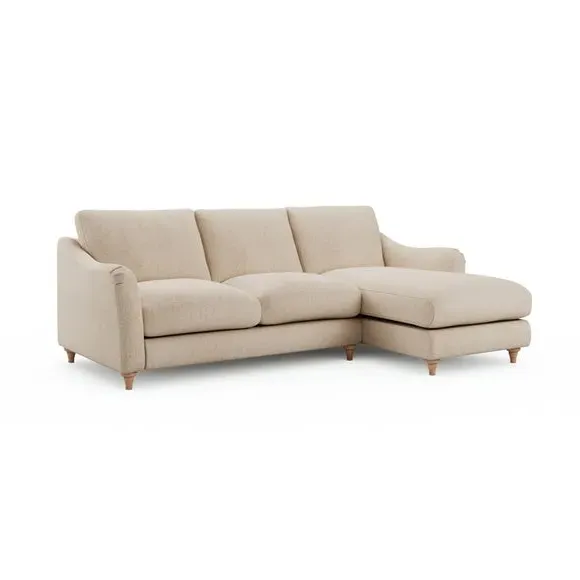 Corner Chaise Sofa with Curved Arms - Natural, Fabric
