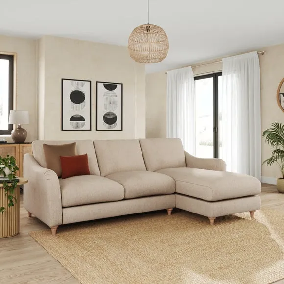 Corner Chaise Sofa with Curved Arms - Natural, Fabric