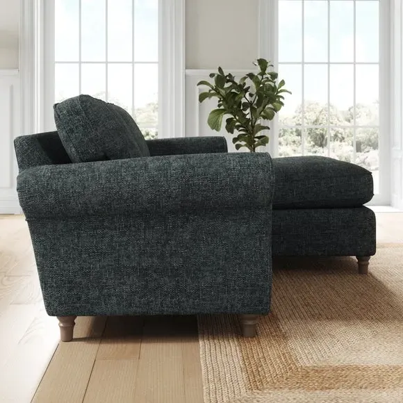 Corner Chaise Sofa with Curved Arms - Navy