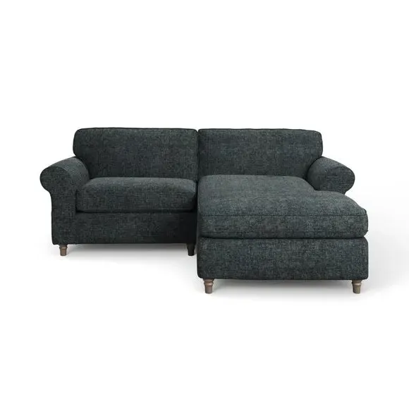 Corner Chaise Sofa with Curved Arms - Navy