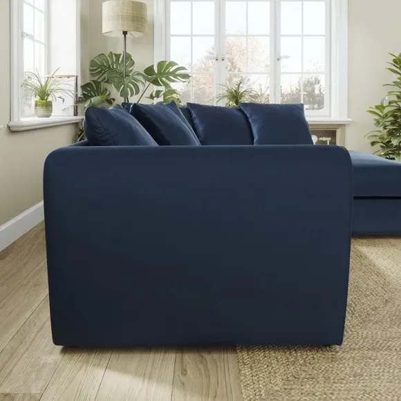 Corner Chaise Sofa with Curved Arms - Navy, Velvet
