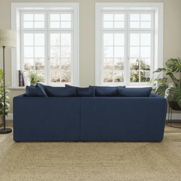 Corner Chaise Sofa with Curved Arms - Navy, Velvet
