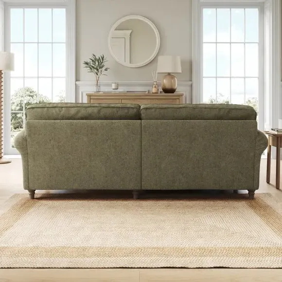 Corner Chaise Sofa with Curved Arms - Olive