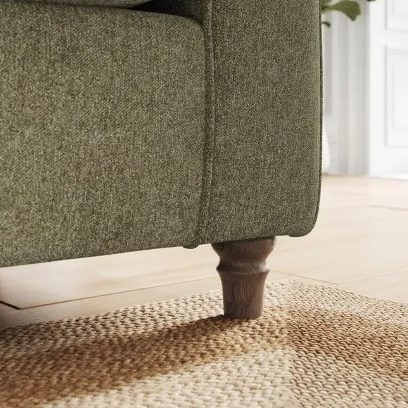Corner Chaise Sofa with Curved Arms - Olive