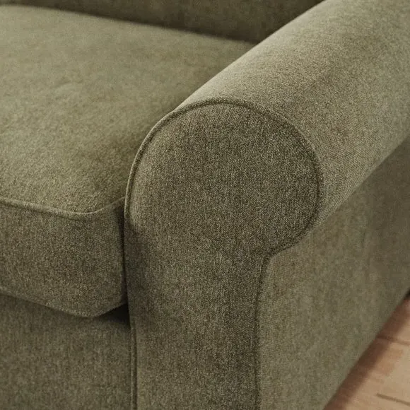 Corner Chaise Sofa with Curved Arms - Olive
