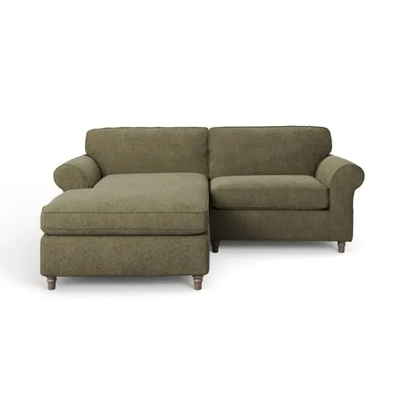 Corner Chaise Sofa with Curved Arms - Olive