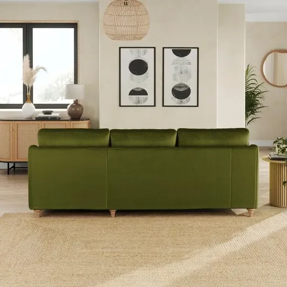 Corner Chaise Sofa with Curved Arms - Olive, Velvet