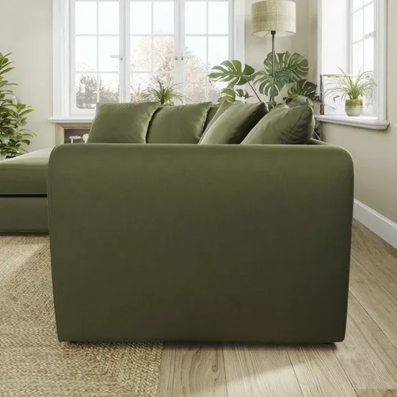 Corner Chaise Sofa with Curved Arms - Olive, Velvet