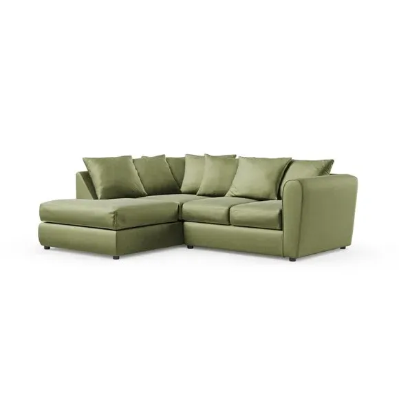 Corner Chaise Sofa with Curved Arms - Olive, Velvet