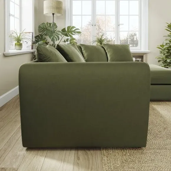 Corner Chaise Sofa with Curved Arms - Olive, Velvet