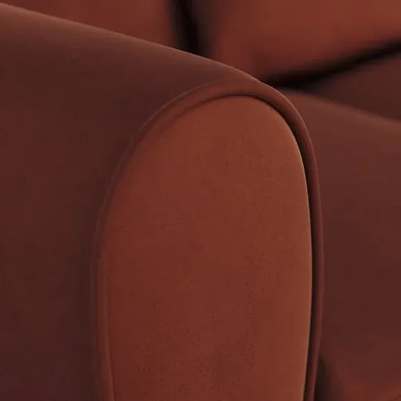 Corner Chaise Sofa with Curved Arms - Orange, Velvet