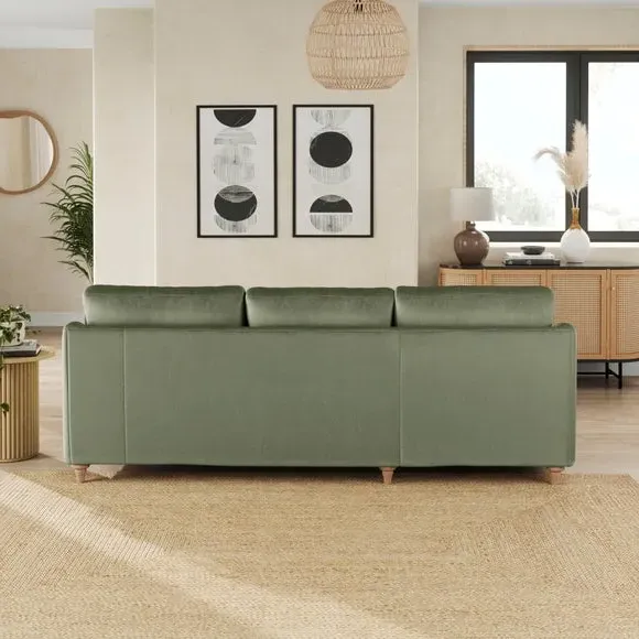 Corner Chaise Sofa with Curved Arms - Sage, Velvet
