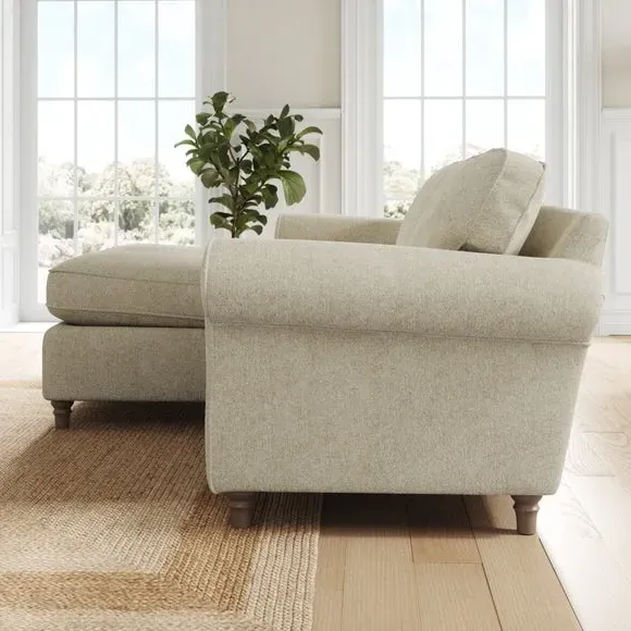 Corner Chaise Sofa with Curved Arms - Sandstone