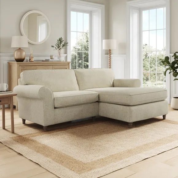 Corner Chaise Sofa with Curved Arms - Sandstone