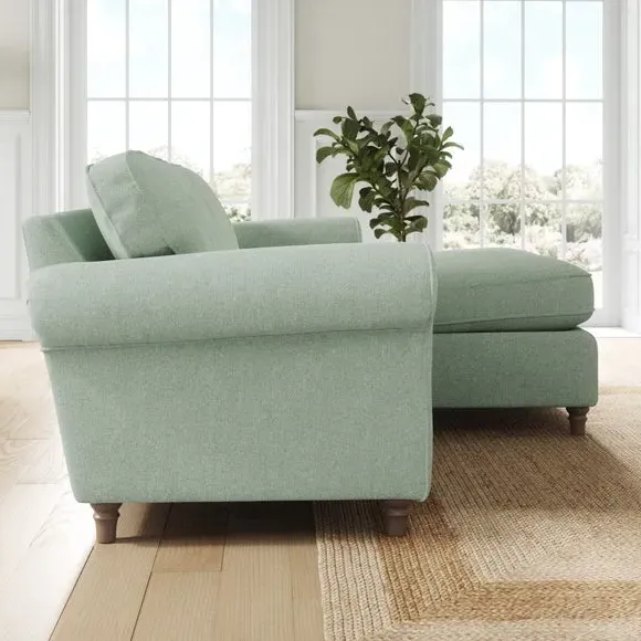Corner Chaise Sofa with Curved Arms - Seafoam