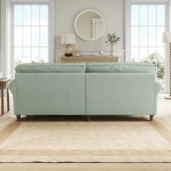 Corner Chaise Sofa with Curved Arms - Seafoam
