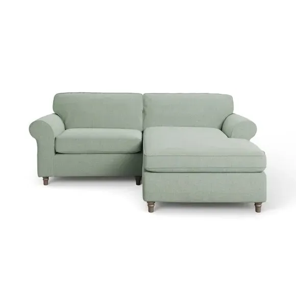 Corner Chaise Sofa with Curved Arms - Seafoam