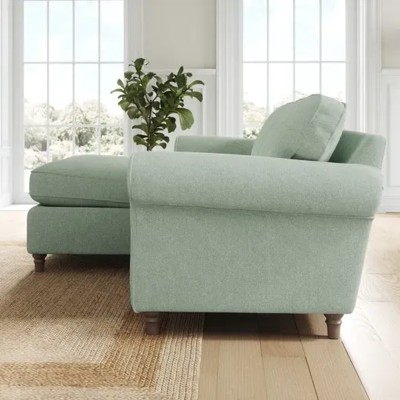 Corner Chaise Sofa with Curved Arms - Seafoam