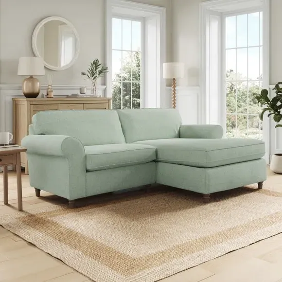 Corner Chaise Sofa with Curved Arms - Seafoam