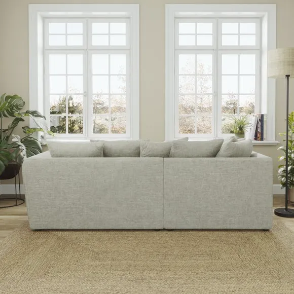 Corner Chaise Sofa with Curved Arms - Silver