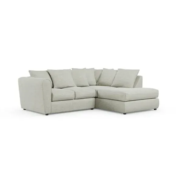Corner Chaise Sofa with Curved Arms - Silver