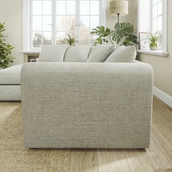Corner Chaise Sofa with Curved Arms - Silver