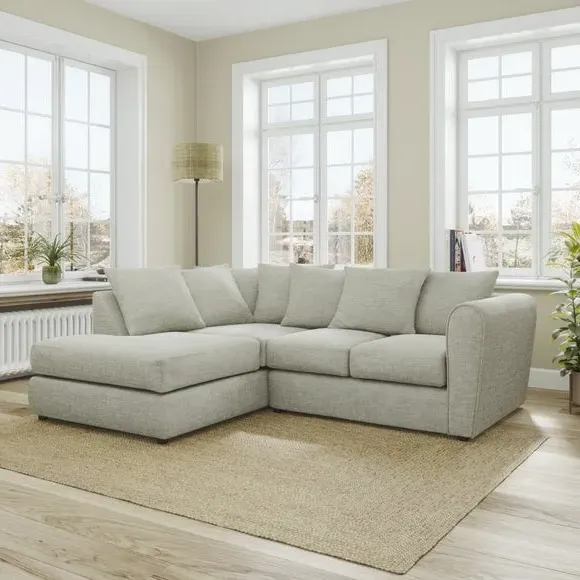 Corner Chaise Sofa with Curved Arms - Silver