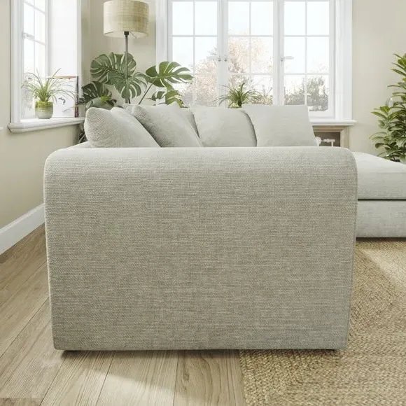 Corner Chaise Sofa with Curved Arms - Silver