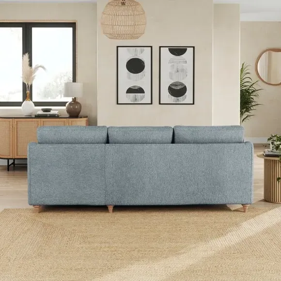 Corner Chaise Sofa with Curved Arms - Teal, Fabric