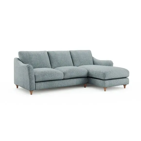 Corner Chaise Sofa with Curved Arms - Teal, Fabric
