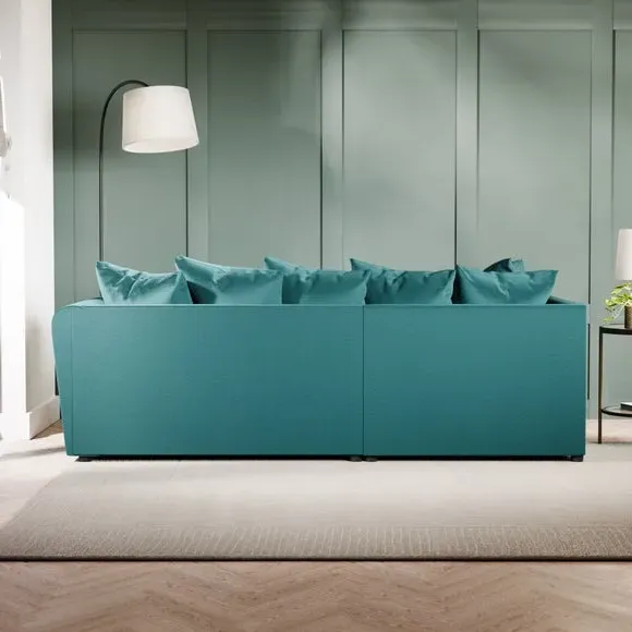 Corner Chaise Sofa with Curved Arms - Teal, Velvet