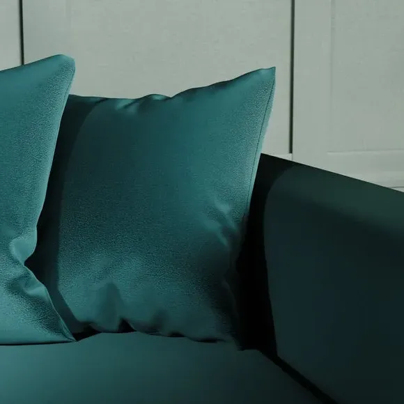 Corner Chaise Sofa with Curved Arms - Teal, Velvet