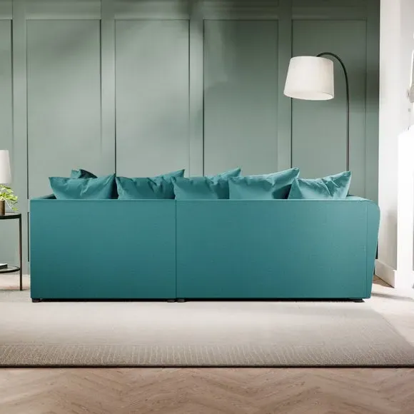 Corner Chaise Sofa with Curved Arms - Teal, Velvet