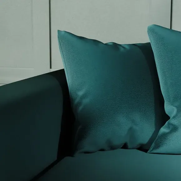 Corner Chaise Sofa with Curved Arms - Teal, Velvet