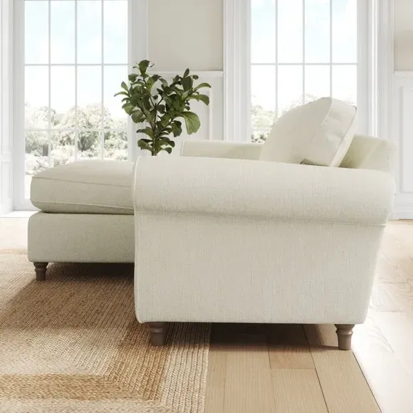 Corner Chaise Sofa with Curved Arms - White Sand