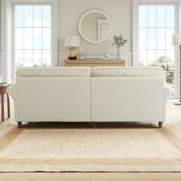 Corner Chaise Sofa with Curved Arms - White Sand