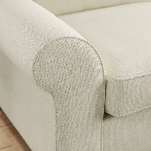 Corner Chaise Sofa with Curved Arms - White Sand