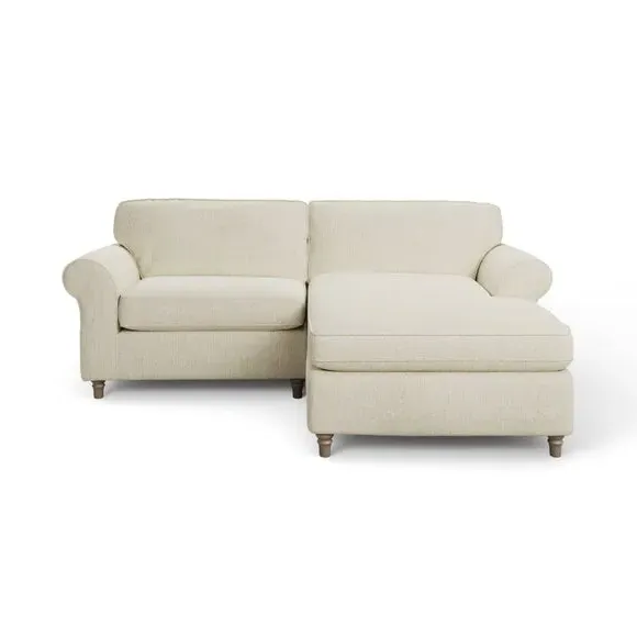 Corner Chaise Sofa with Curved Arms - White Sand