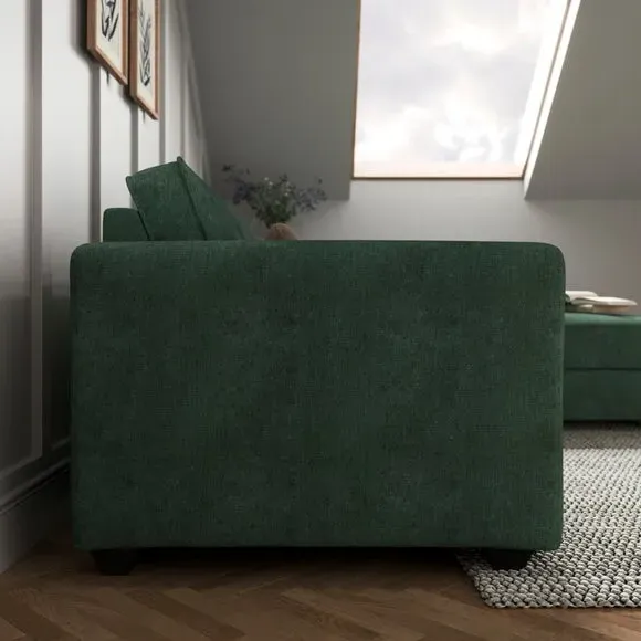 Corner Chaise Sofa with Cushions - Green, Chenille