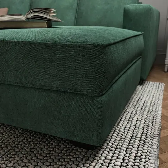 Corner Chaise Sofa with Cushions - Green, Chenille