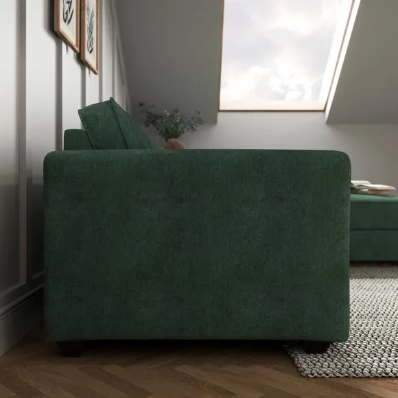 Corner Chaise Sofa with Cushions - Green, Chenille